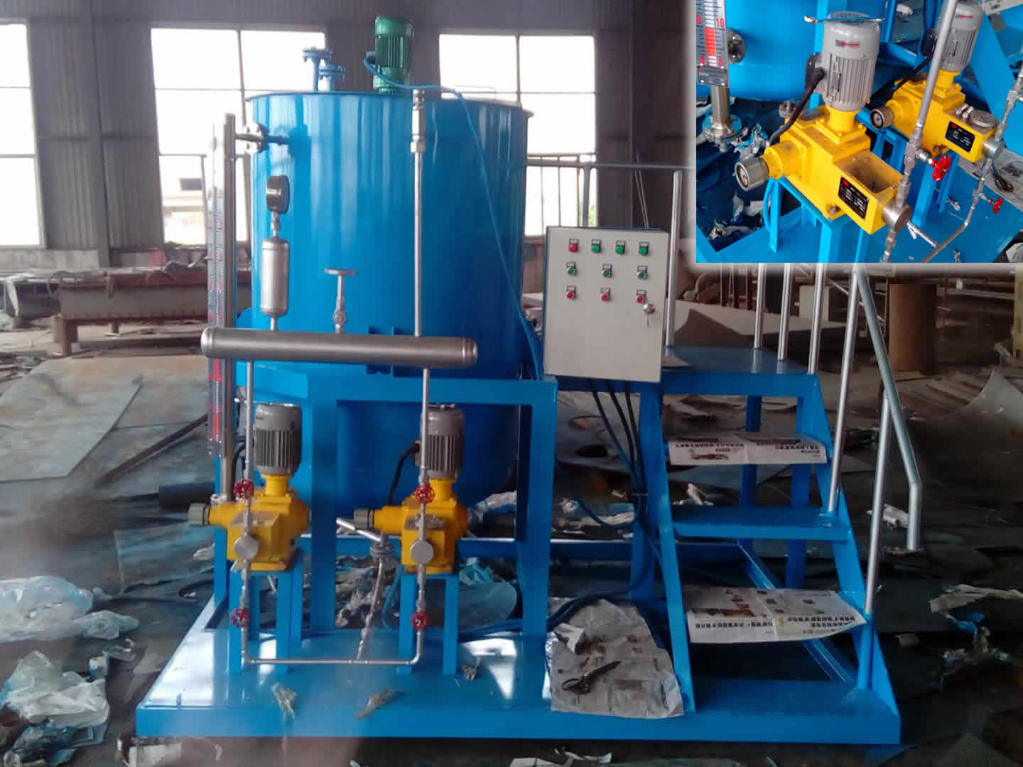 爐外成套化學(xué)加藥裝置（加氨，磷酸鹽）是以計(jì)量泵為主要投加設(shè)備